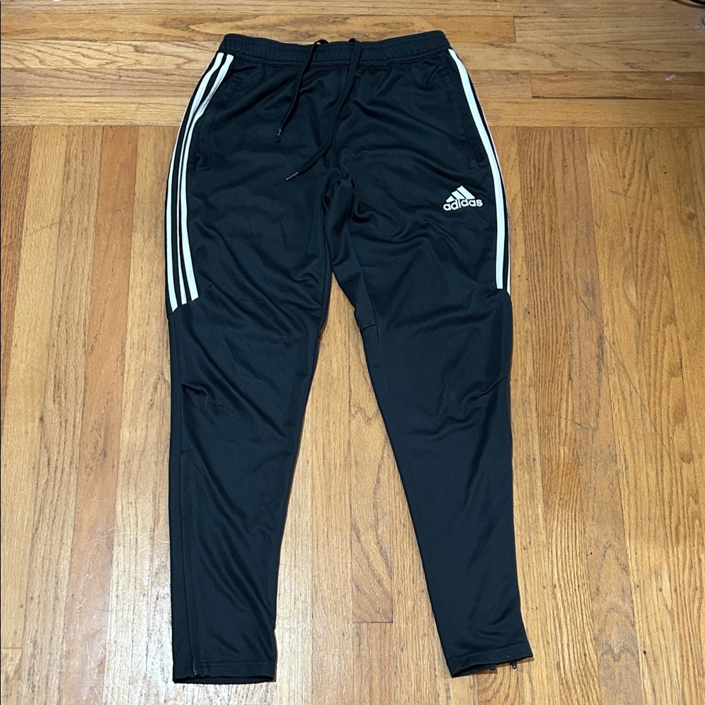 Adidas Dark Grey Joggers with White Stripes